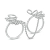 Thumbnail Image 3 of 3/4 CT. T.W. Diamond Wings Two Finger Ring in 10K White Gold
