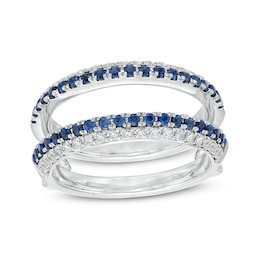 Vera Wang Love Collection 1/3 CT. T.W. Diamond and Blue Sapphire Solitaire Enhancer in 14K White Gold