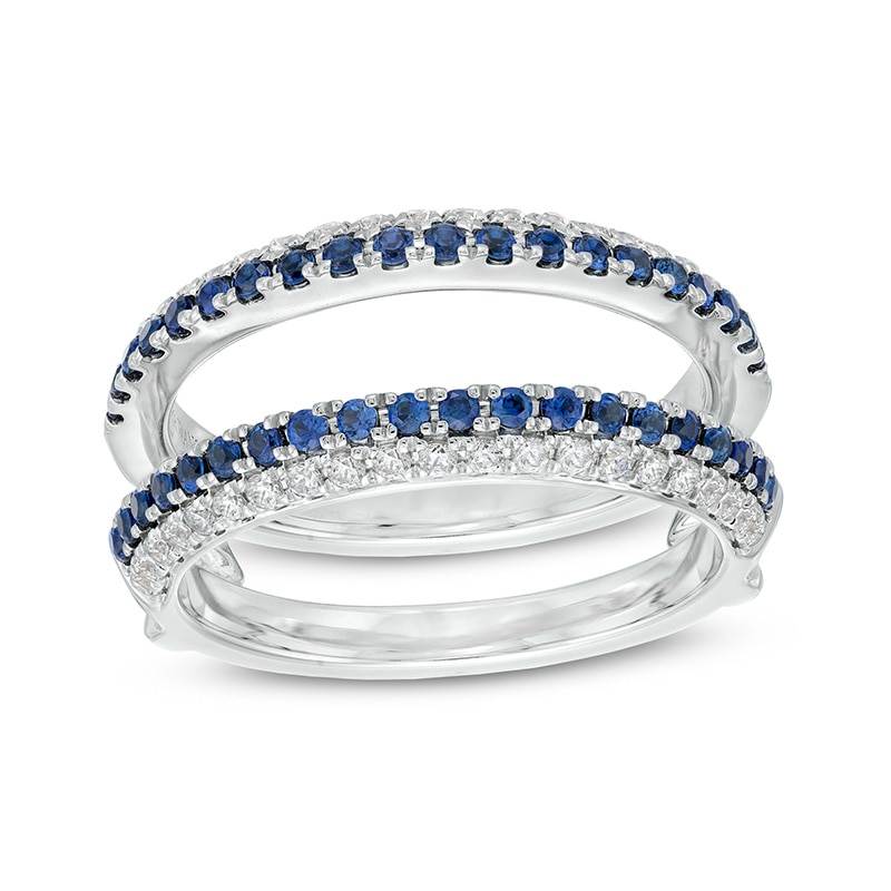 Main Image 6 of Vera Wang Love Collection 1/3 CT. T.W. Diamond and Blue Sapphire Solitaire Enhancer in 14K White Gold