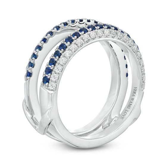 Vera Wang Love Collection 1/3 CT. T.w. Diamond and Blue Sapphire Solitaire Enhancer in 14K White Gold