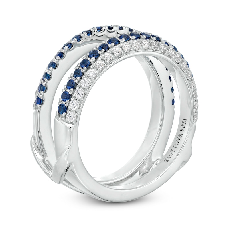 Main Image 7 of Vera Wang Love Collection 1/3 CT. T.W. Diamond and Blue Sapphire Solitaire Enhancer in 14K White Gold