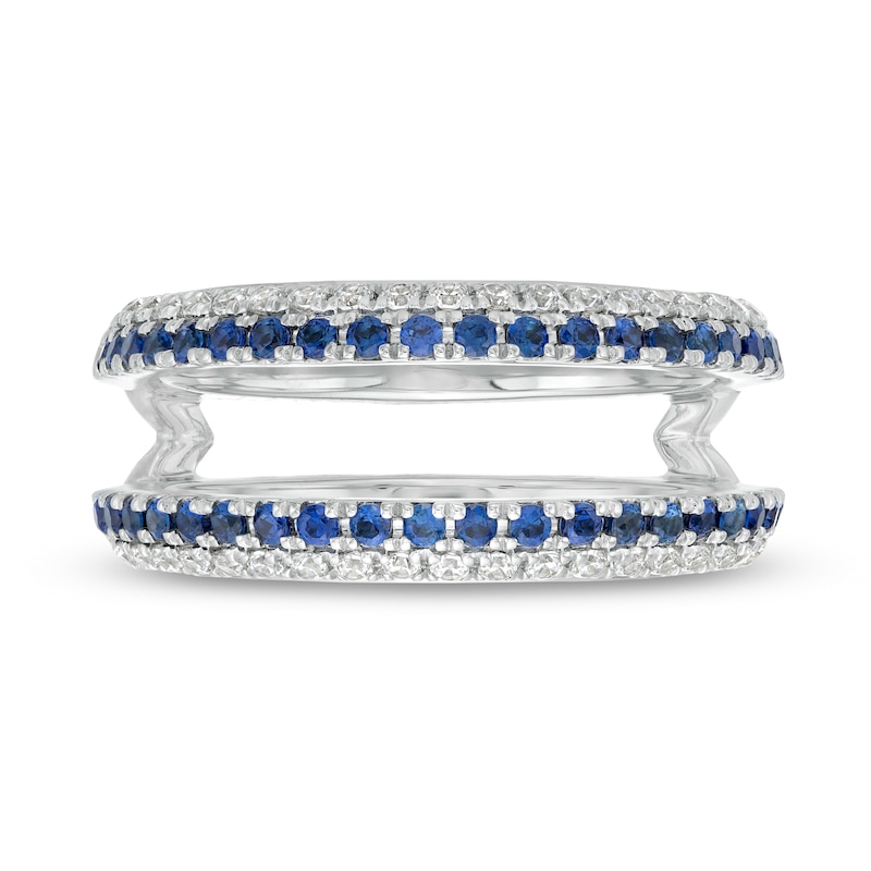 Vera Wang Love Collection 1/3 CT. T.W. Diamond and Blue Sapphire Solitaire Enhancer in 14K White Gold