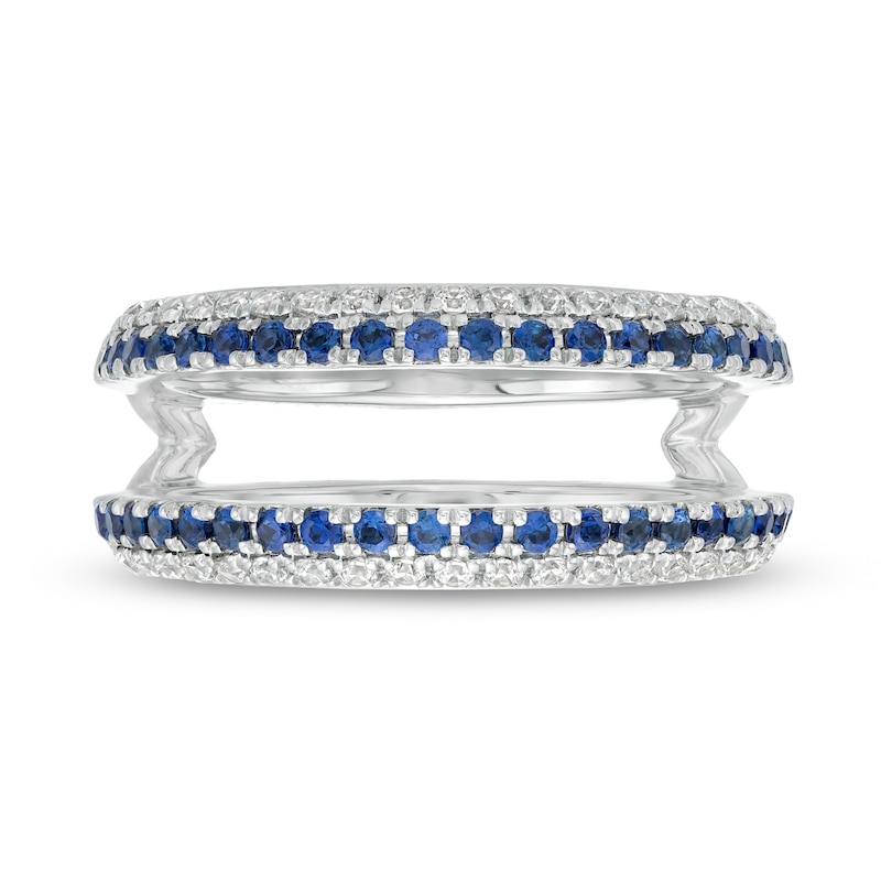 Main Image 8 of Vera Wang Love Collection 1/3 CT. T.W. Diamond and Blue Sapphire Solitaire Enhancer in 14K White Gold