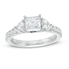 Thumbnail Image 1 of Vera Wang Love Collection 1-1/2 CT. T.W. Certified Princess-Cut Diamond Collar Engagement Ring in 14K White Gold (I/SI2)