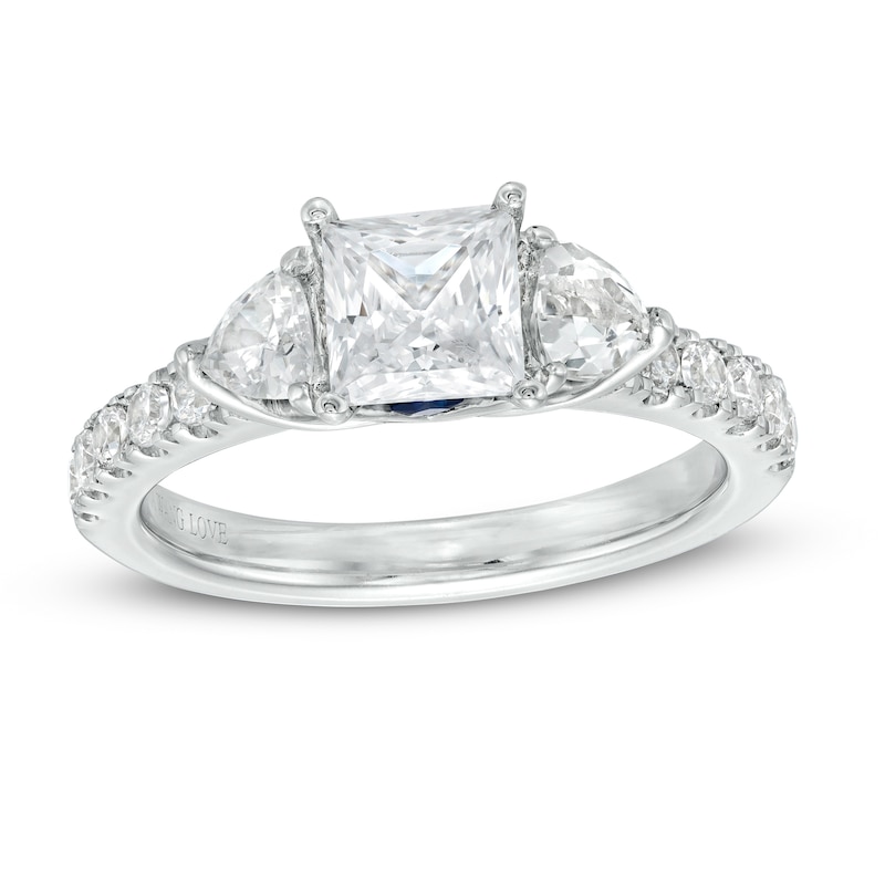 Main Image 1 of Vera Wang Love Collection 1-1/2 CT. T.W. Certified Princess-Cut Diamond Collar Engagement Ring in 14K White Gold (I/SI2)