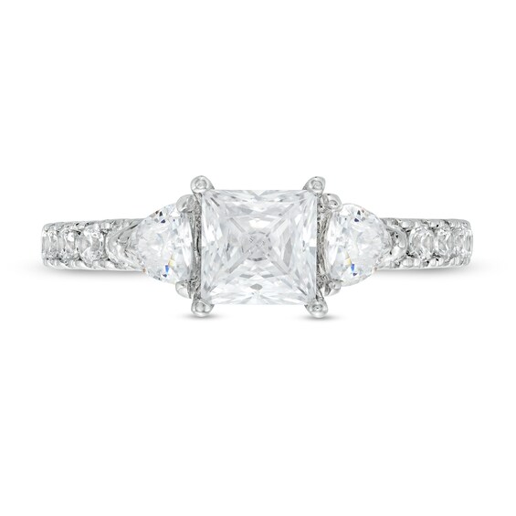 Vera Wang Love Collection 1-1/2 CT. T.w. Certified Princess-Cut Diamond Collar Engagement Ring in 14K White Gold (I/Si2)