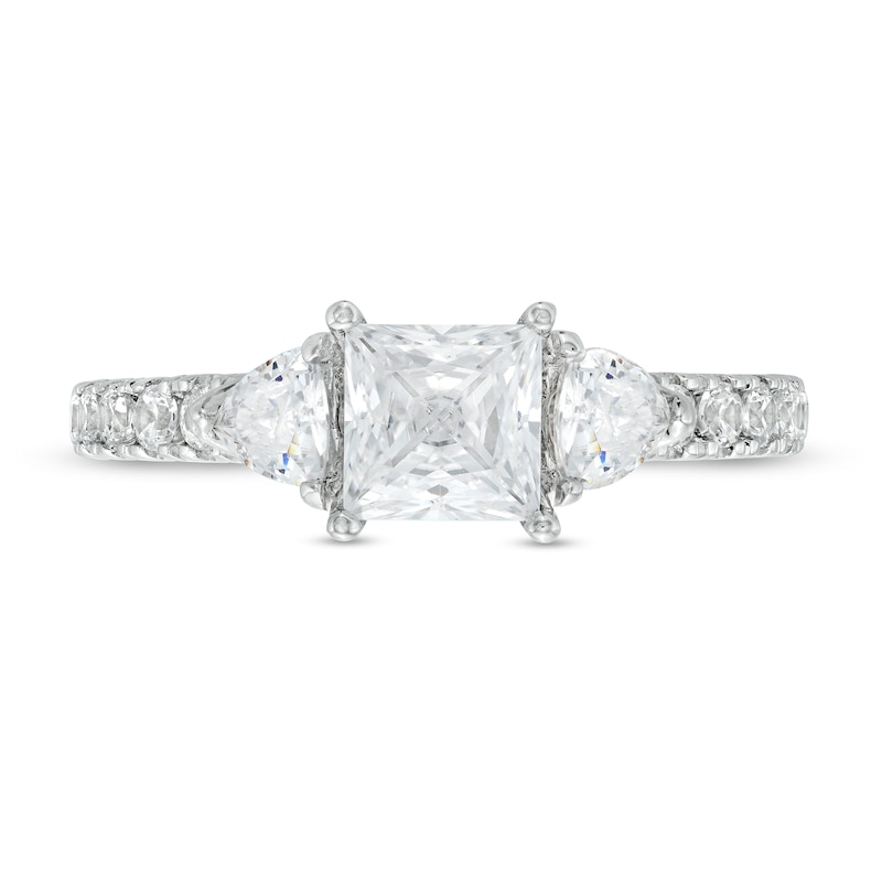 Main Image 4 of Vera Wang Love Collection 1-1/2 CT. T.W. Certified Princess-Cut Diamond Collar Engagement Ring in 14K White Gold (I/SI2)