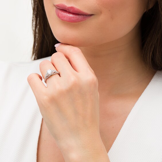 Vera Wang Love Collection 1-3/8 CT. T.w. Certified Diamond Split Shank Engagement Ring in 14K White Gold (I/Si2)