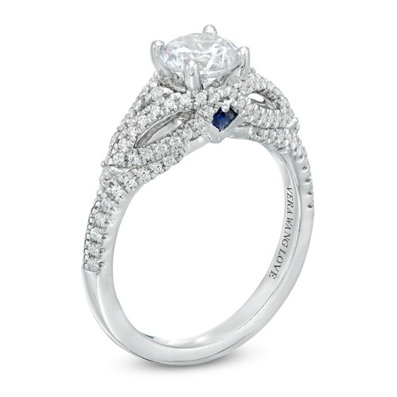 Vera Wang Love Collection 1-3/8 CT. T.w. Certified Diamond Split Shank Engagement Ring in 14K White Gold (I/Si2)