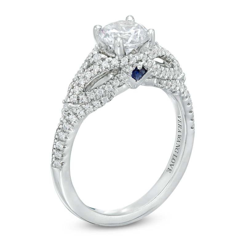 Vera Wang Love Collection 1-3/8 CT. T.W. Certified Diamond Split Shank Engagement Ring in 14K White Gold (I/SI2)
