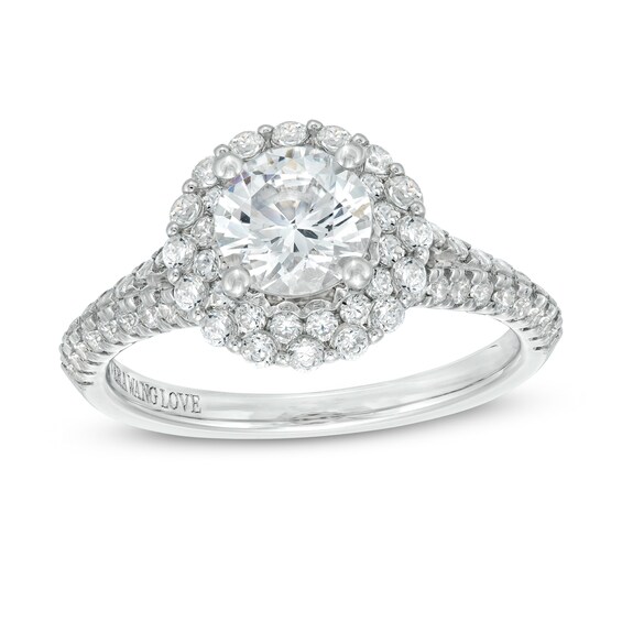 Vera Wang Love Collection 1-5/8 CT. T.w. Certified Diamond Double Frame Engagement Ring in 14K White Gold (I/Si2)