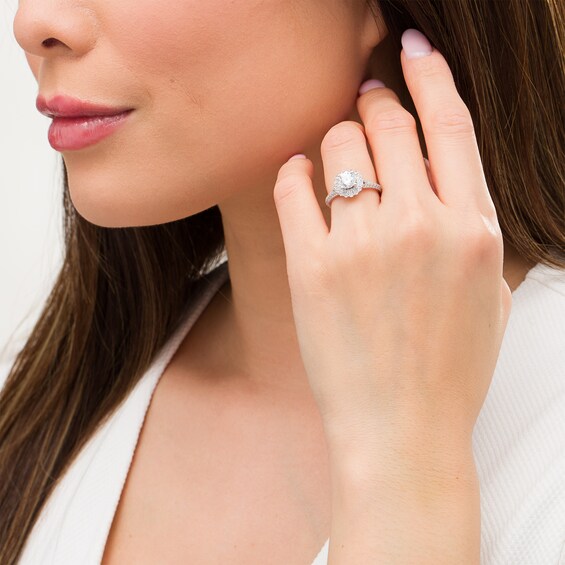 Vera Wang Love Collection 1-5/8 CT. T.w. Certified Diamond Double Frame Engagement Ring in 14K White Gold (I/Si2)