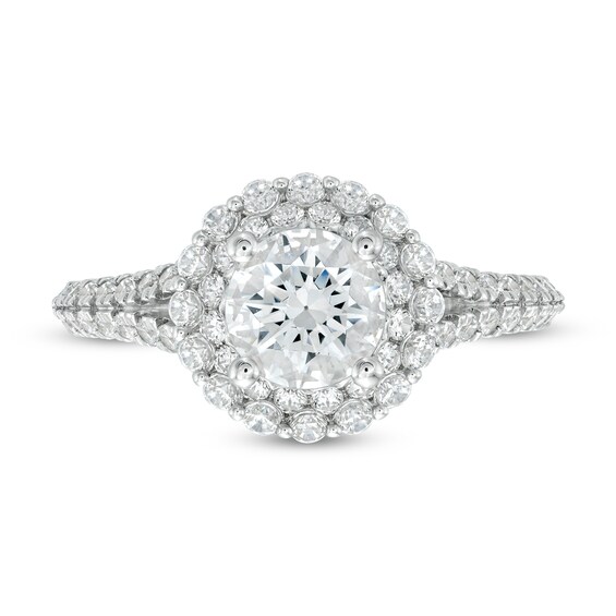 Vera Wang Love Collection 1-5/8 CT. T.w. Certified Diamond Double Frame Engagement Ring in 14K White Gold (I/Si2)