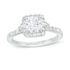 Thumbnail Image 1 of Vera Wang Love Collection 1-1/3 CT. T.W. Certified Cushion-Cut Diamond Frame Engagement Ring in 14K White Gold (I/SI2)