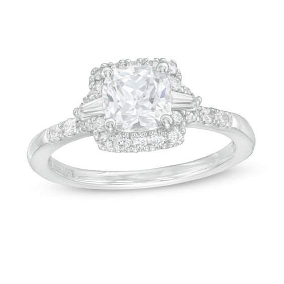 Vera Wang Love Collection 1-1/3 CT. T.w. Certified Cushion-Cut Diamond Frame Engagement Ring in 14K White Gold (I/Si2)