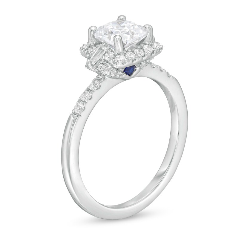 Main Image 3 of Vera Wang Love Collection 1-1/3 CT. T.W. Certified Cushion-Cut Diamond Frame Engagement Ring in 14K White Gold (I/SI2)
