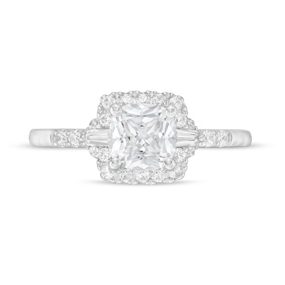 Vera Wang Love Collection 1-1/3 CT. T.w. Certified Cushion-Cut Diamond Frame Engagement Ring in 14K White Gold (I/Si2)