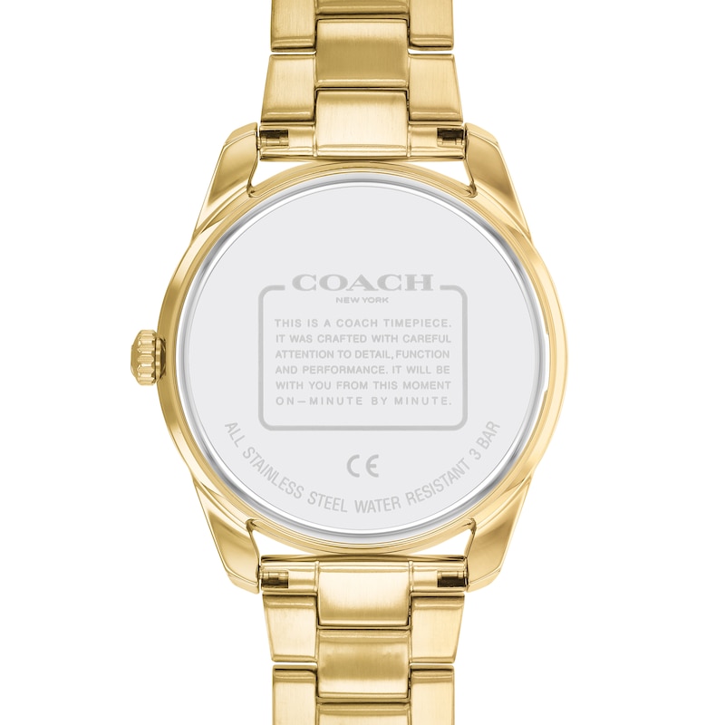 Ladies' Coach Preston Crystal Accent Gold-Tone IP Watch with White Dial (Model: 14503777)