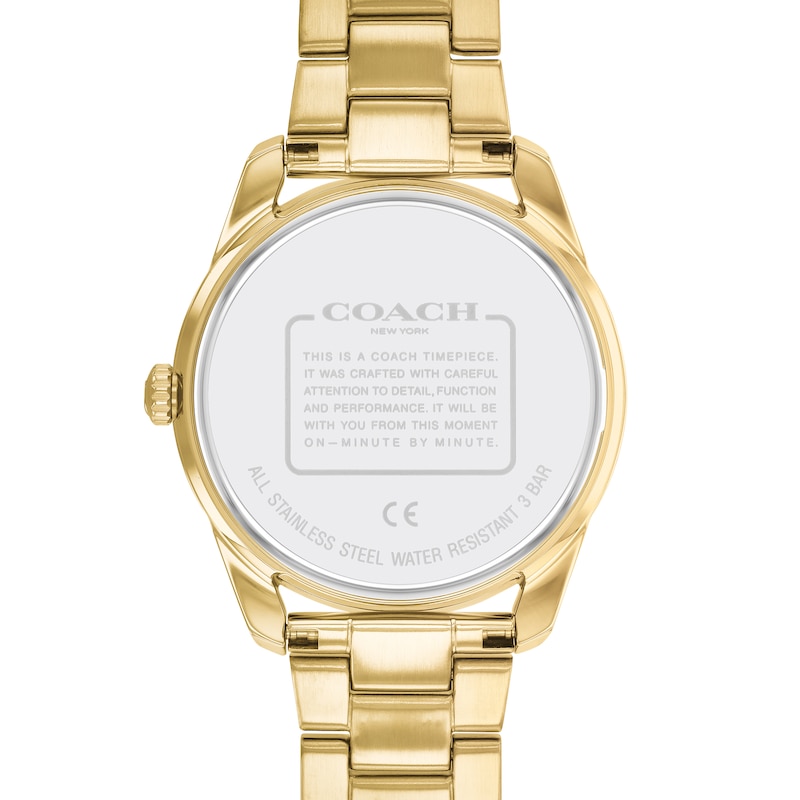 Ladies' Coach Preston Crystal Accent Gold-Tone IP Watch with White Dial (Model: 14503777) | Zales Ladies' Coach Preston Crystal Accent Gold-Tone IP Watch with White Dial (Model: 14503777) | Zales