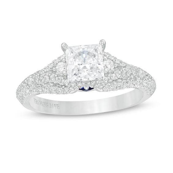 Vera Wang Love Collection 1-1/2 CT. T.w. Certified Princess-Cut Diamond Engagement Ring in 14K White Gold (I/Si2)