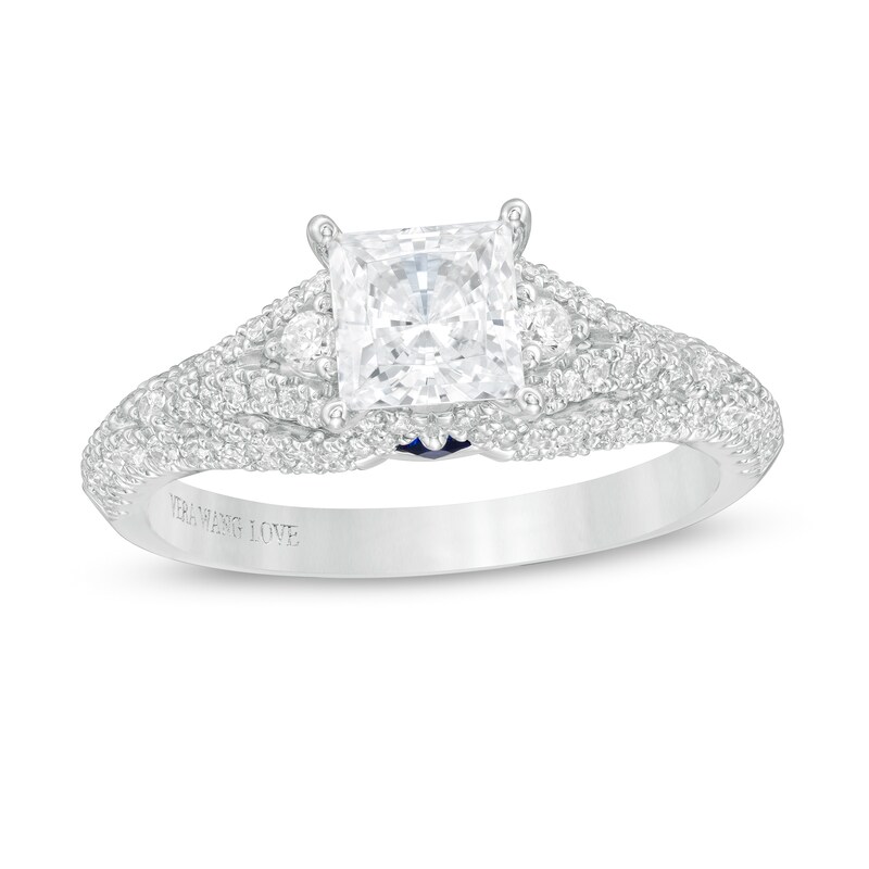 Main Image 1 of Vera Wang Love Collection 1-1/2 CT. T.W. Certified Princess-Cut Diamond Engagement Ring in 14K White Gold (I/SI2)