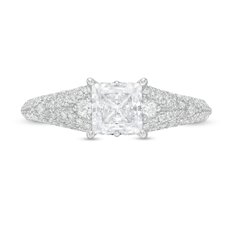Main Image 4 of Vera Wang Love Collection 1-1/2 CT. T.W. Certified Princess-Cut Diamond Engagement Ring in 14K White Gold (I/SI2)