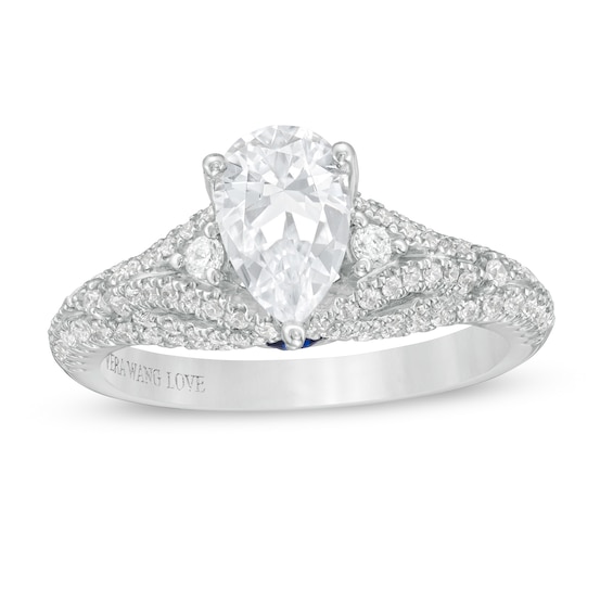 Vera Wang Love Collection 1-1/2 CT. T.w. Certified Pear-Shaped Diamond Engagement Ring in 14K White Gold (I/Si2)
