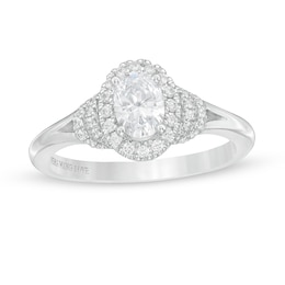 Vera Wang Love Collection 3/4 CT. T.W. Oval Diamond Frame Split Shank Engagement Ring in 14K White Gold