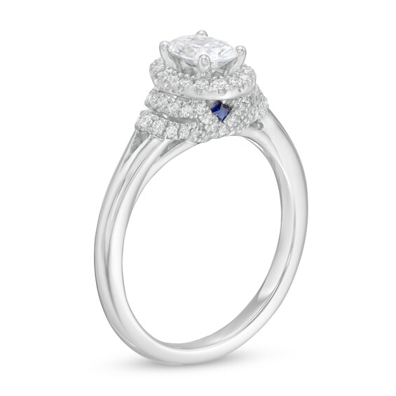 Vera Wang Love Collection 3/4 CT. T.w. Oval Diamond Frame Split Shank Engagement Ring in 14K White Gold