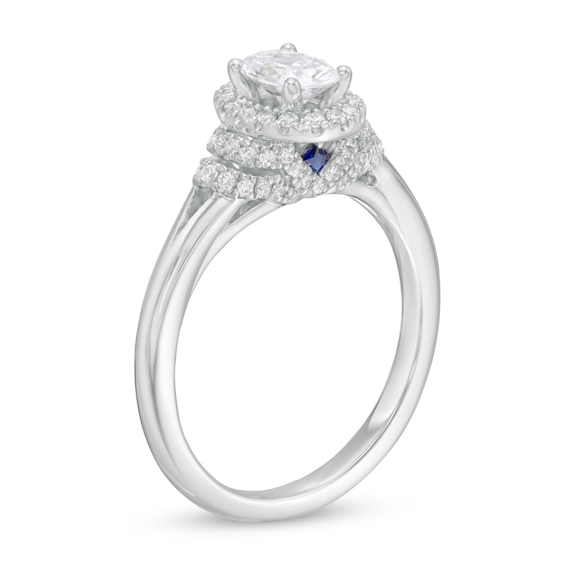 Main Image 3 of Vera Wang Love Collection 3/4 CT. T.W. Oval Diamond Frame Split Shank Engagement Ring in 14K White Gold