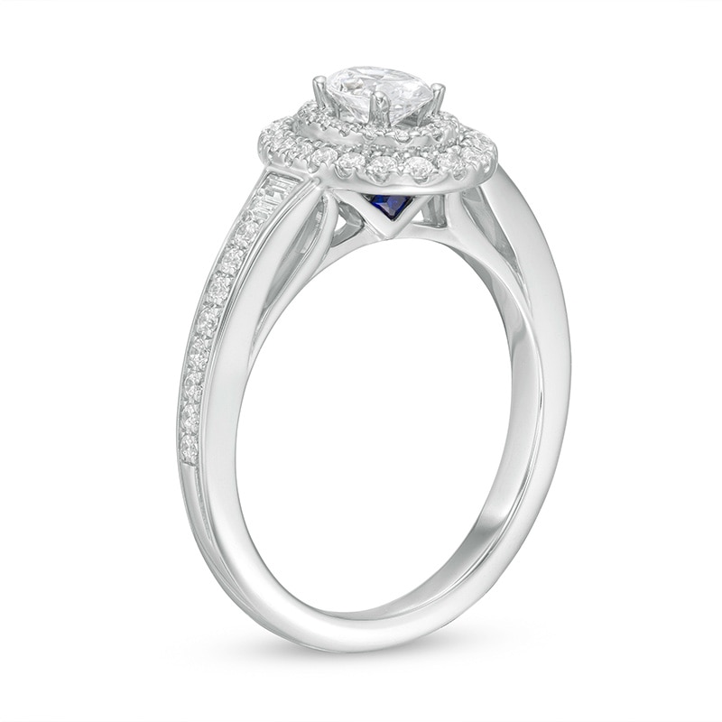 Vera Wang Love Collection 3/4 CT. T.W. Diamond Double Oval Frame Engagement Ring in 14K White Gold