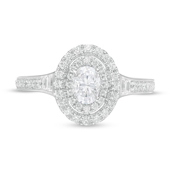 Vera Wang Love Collection 3/4 CT. T.w. Diamond Double Oval Frame Engagement Ring in 14K White Gold