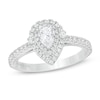 Thumbnail Image 1 of Vera Wang Love Collection 3/4 CT. T.W. Pear-Shaped Diamond Double Frame Engagement Ring in 14K White Gold