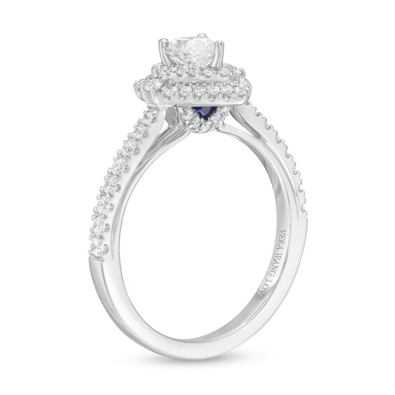 Vera Wang Love Collection 3/4 CT. T.w. Pear-Shaped Diamond Double Frame Engagement Ring in 14K White Gold