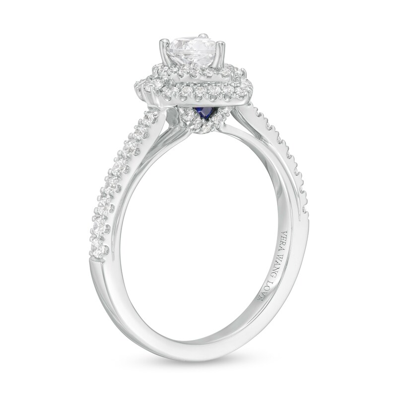 Main Image 3 of Vera Wang Love Collection 3/4 CT. T.W. Pear-Shaped Diamond Double Frame Engagement Ring in 14K White Gold
