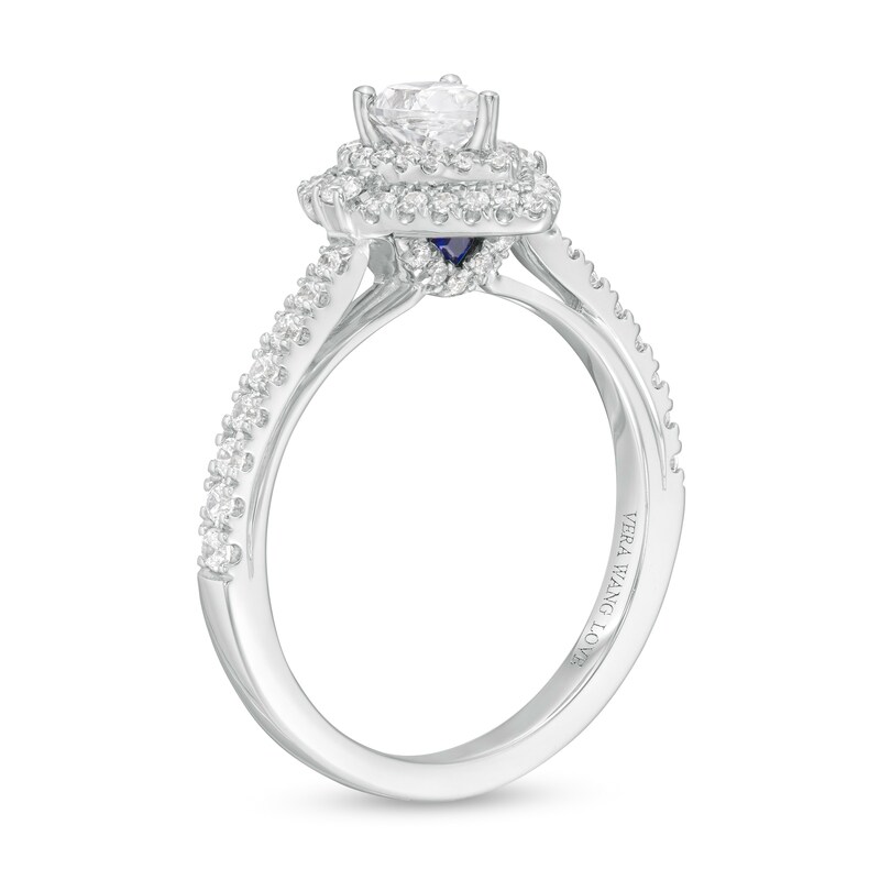 Vera Wang Love Collection 3/4 CT. T.W. Pear-Shaped Diamond Double Frame Engagement Ring in 14K White Gold