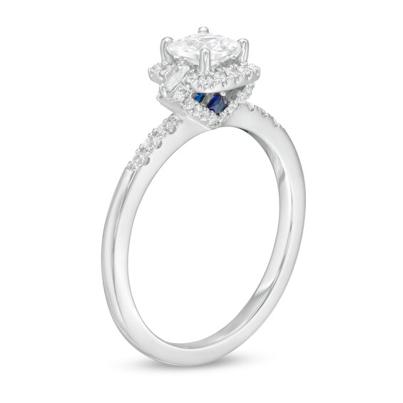 Vera Wang Love Collection 3/4 CT. T.w. Cushion-Cut Diamond Collar Engagement Ring in 14K White Gold