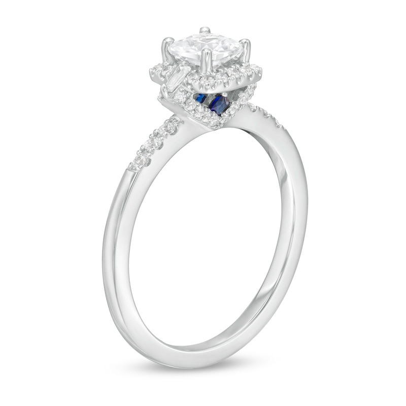 Vera Wang Love Collection 3/4 CT. T.W. Cushion-Cut Diamond Collar Engagement Ring in 14K White Gold