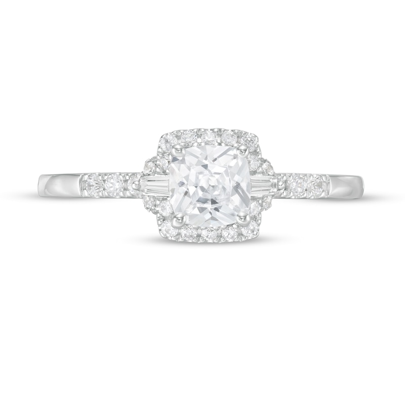 Vera Wang Love Collection 3/4 CT. T.W. Cushion-Cut Diamond Collar Engagement Ring in 14K White Gold