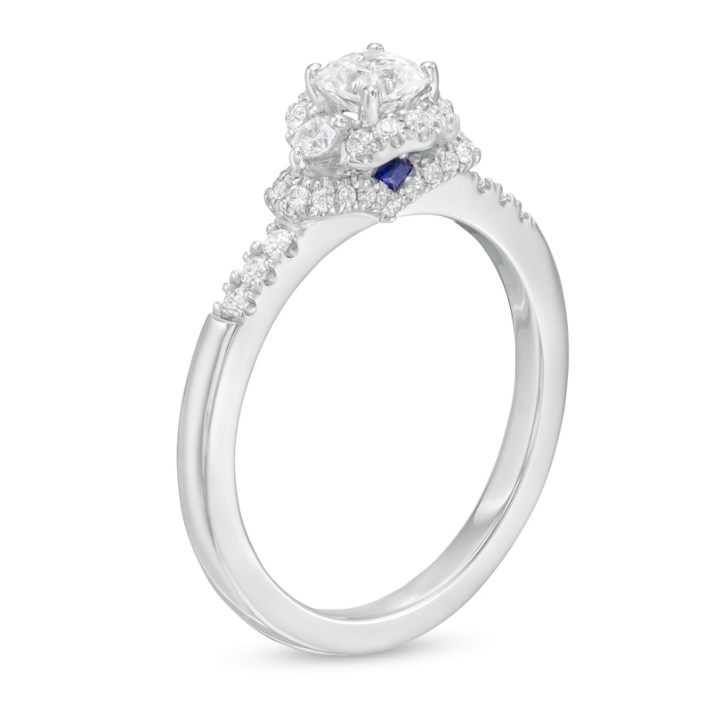 Main Image 3 of Vera Wang Love Collection 5/8 CT. T.W. Cushion-Cut Diamond Hexagonal Frame Engagement Ring in 14K White Gold