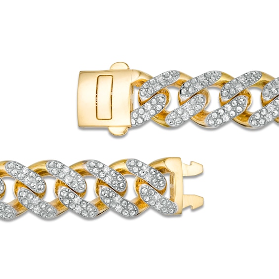 1-1/5 CT. T.w. Diamond Curb Chain Bracelet in Hollow 10K Gold - 7.5"