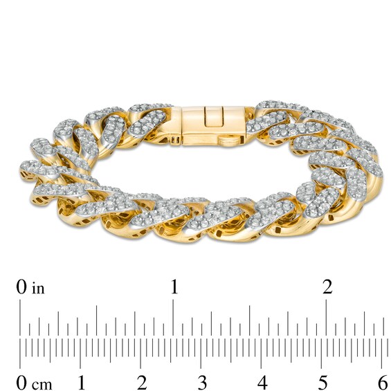 1-1/5 CT. T.w. Diamond Curb Chain Bracelet in Hollow 10K Gold - 7.5"