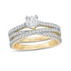 1 CT. T.W. Diamond Multi-Row Crossover Bridal Set in 14K Gold