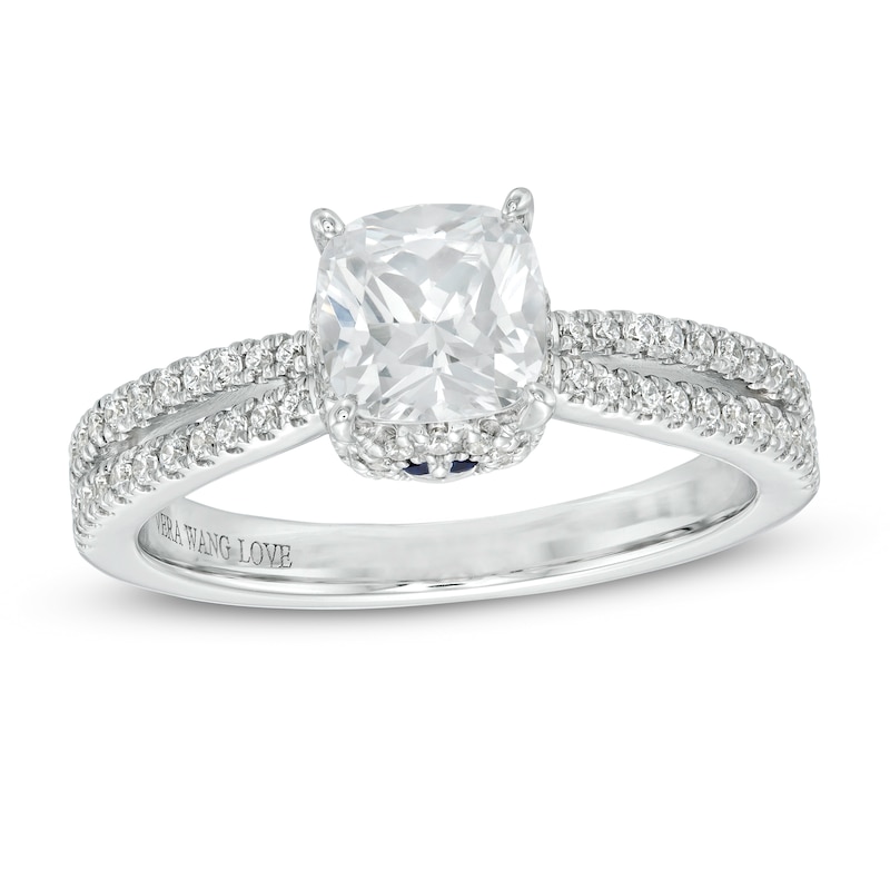Vera Wang Love Collection 1-1/3 CT. T.W. Certified Diamond Split Shank Engagement Ring in 14K White Gold (I/SI2)