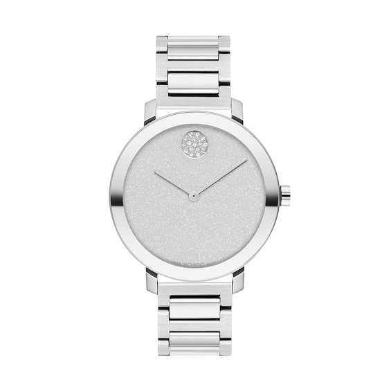 Ladiesâ Movado BoldÂ® Evolution Crystal Accent Watch with Silver-Tone Glitter Dial (Model: 3600732)