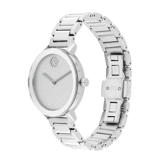 Ladiesâ Movado BoldÂ® Evolution Crystal Accent Watch with Silver-Tone Glitter Dial (Model: 3600732)