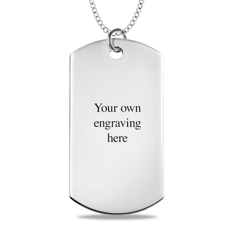 Mens Sterling Silver Dog Tag Necklace Engraved - JewelryEva