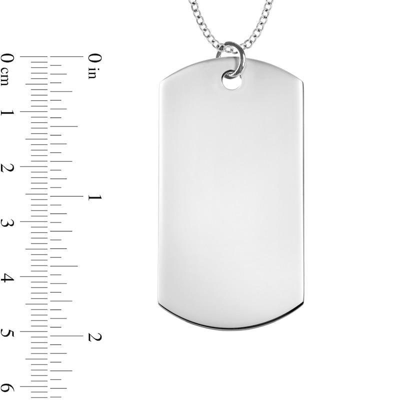Zales Men's Extra Large Engravable Photo Dog Tag Pendant in Sterling Silver (1 Image and 4 Lines)