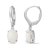 Thumbnail Image 0 of Oval Opal and Diamond Accent Drop Earrings in 10K White Gold