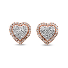 1/4 CT. T.W. Composite Diamond Heart Stud Earrings in 10K Rose Gold